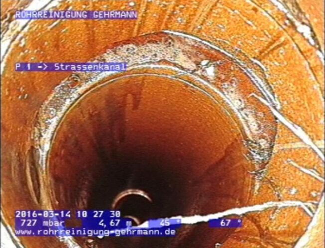 Verschobene Rohrverbindung mit fehlenden Teilen (Rohrbruch) und leichtem Wurzeleinwuchs